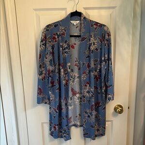 Northern Reflections Blue and Red Floral Kimono